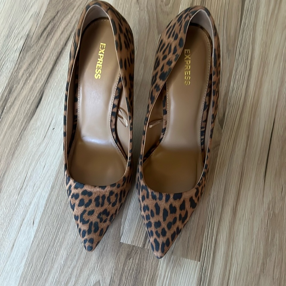 Express leopard print heels.